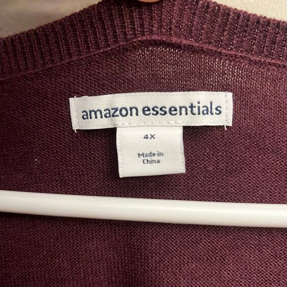 Amazon Essentials Plus Size 4X V-Neck Sweater Burgundy - Picture 6 of 10